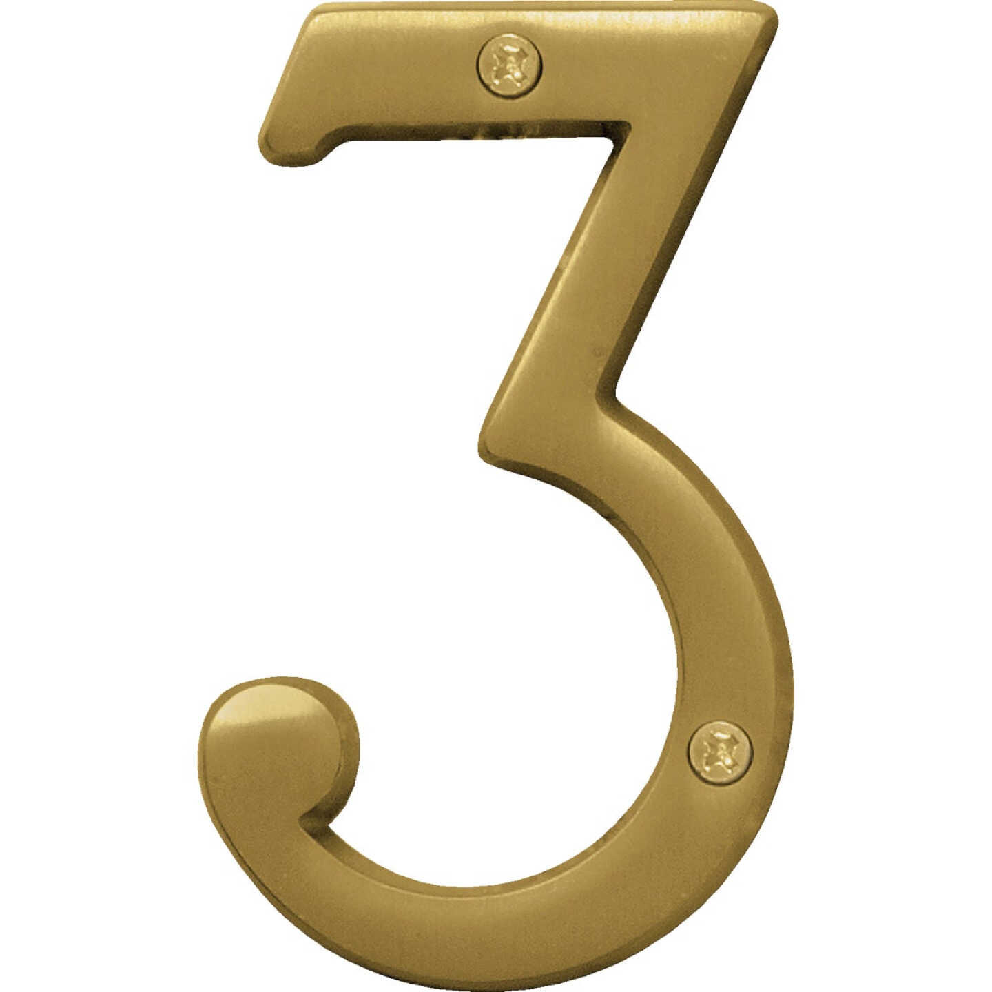 Hy-Ko 4 In. Brushed Brass Number 3 Image 1