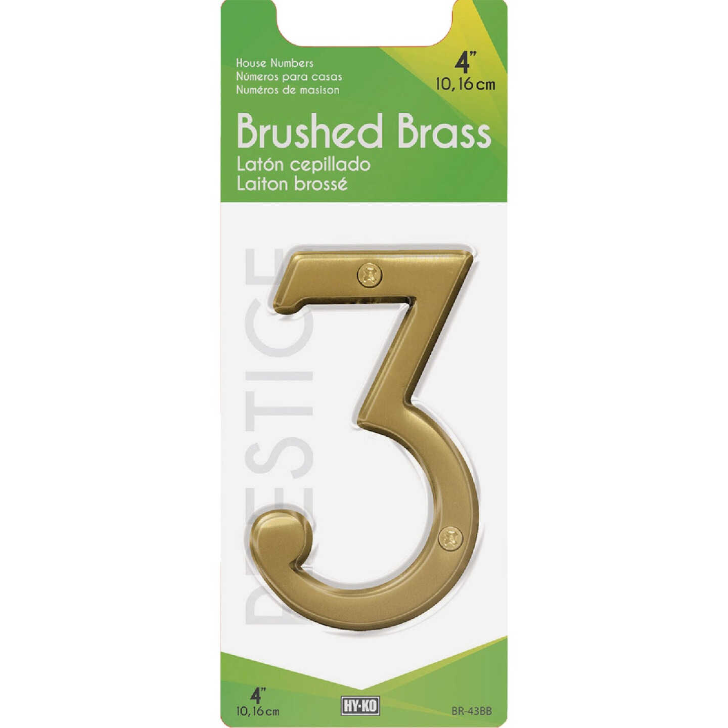 Hy-Ko 4 In. Brushed Brass Number 3 Image 2
