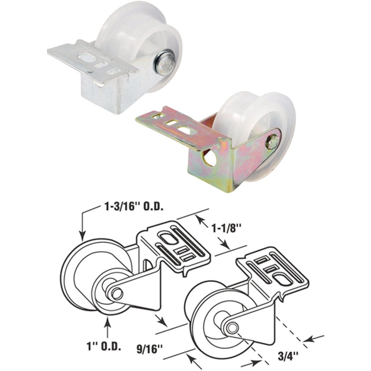 Prime-Line Steel White Nylon Front Drawer Roller 