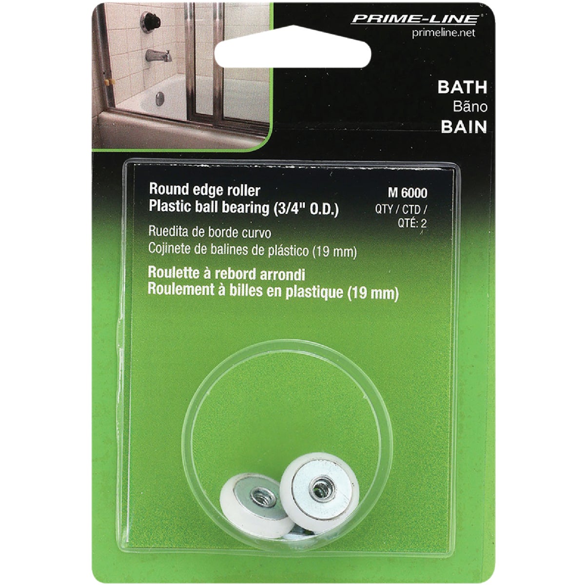 Prime-Line 3/4 In. x 3/8 In. Oval Shower Door Roller (2-Count) Image 2