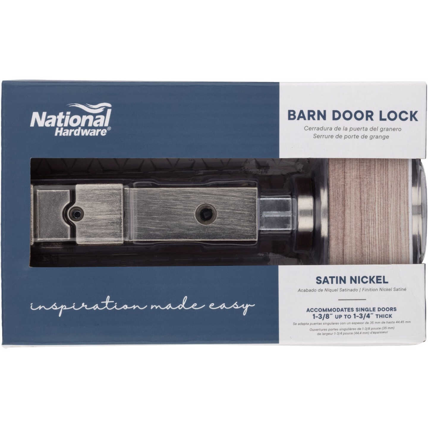 National Hardware Satin Nickel Barn Door Lock Image 3