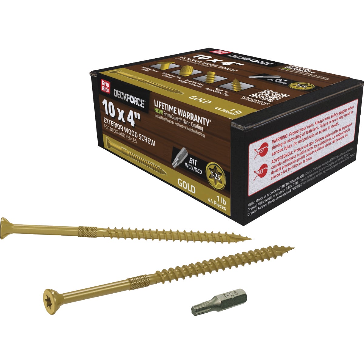 Grip-Rite DeckForce PrimeGuard Nano #10 x 4 In. Star Drive Gold Screw (1 Lb.) Image 2