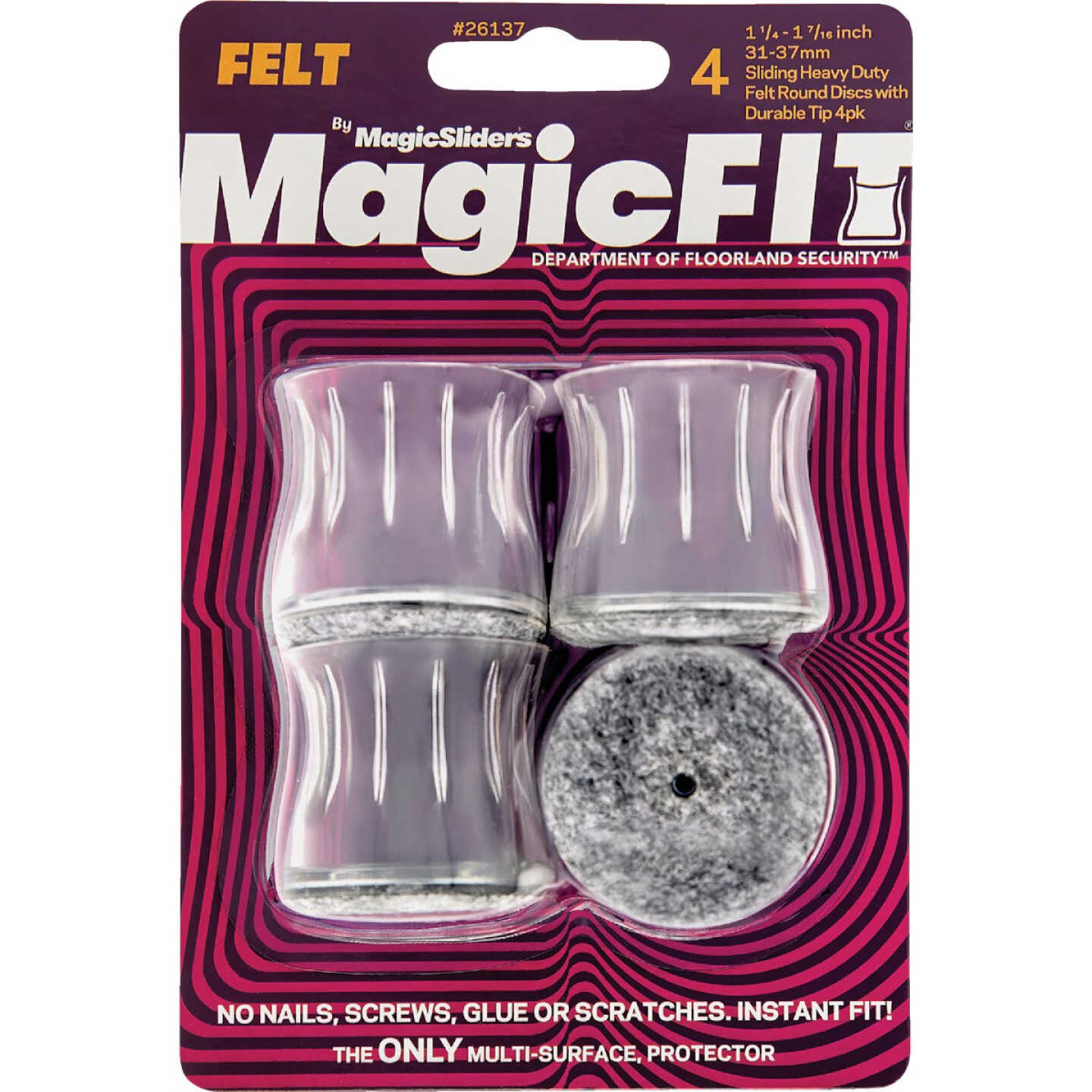 Magic Sliders Magic Fit 1-1/4 In. - 1-7/6 In. Round Felt Furniture Leg Cup (4-Pack) Image 2
