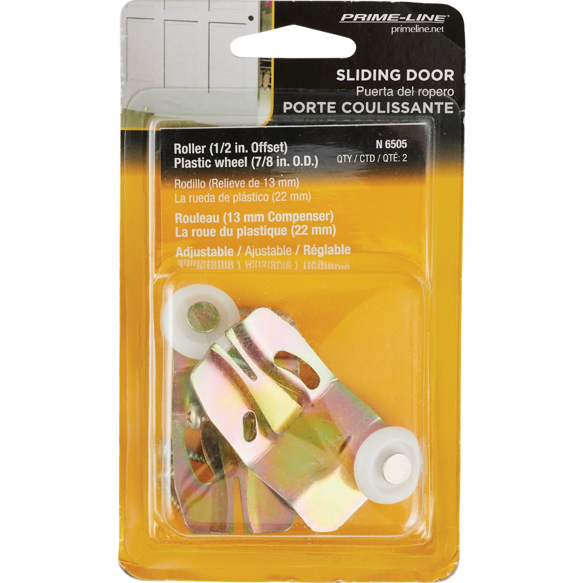 Prime-Line 1/2 In. Offset Adjustable 2-1/4 In. H. Single Wheel Back Bypass Door Roller (2-Count) Image 2