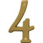 Hy-Ko 4 In. Brushed Brass Number 4 Image 1