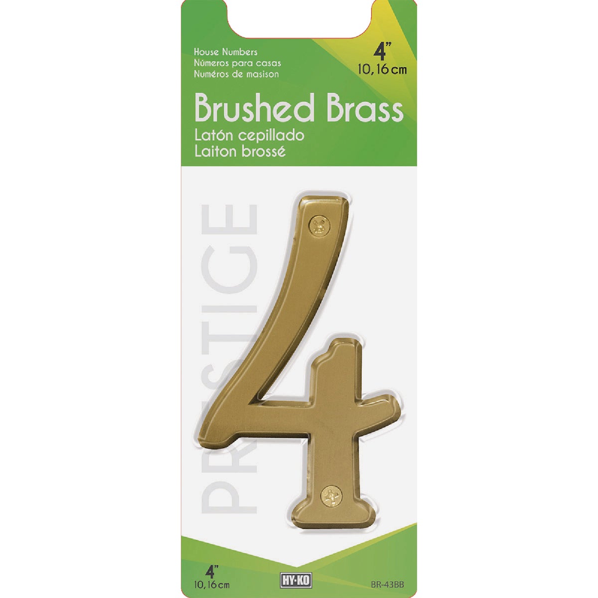 Hy-Ko 4 In. Brushed Brass Number 4 Image 2