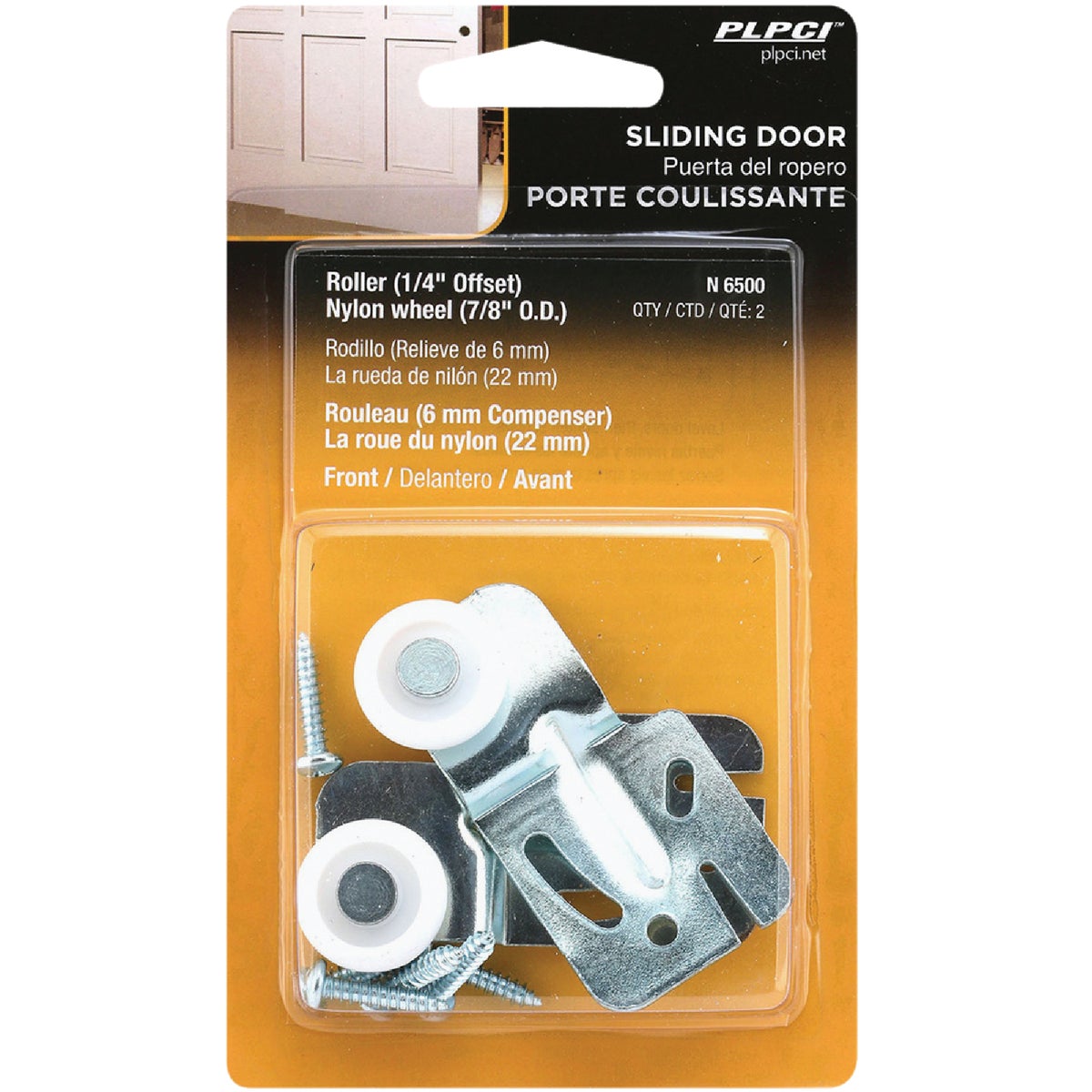 Prime-Line Offset Adjustable 2-1/2 In. H. x 1/4 In. Single Wheel Front Bypass Door Roller (2-Count) Image 2