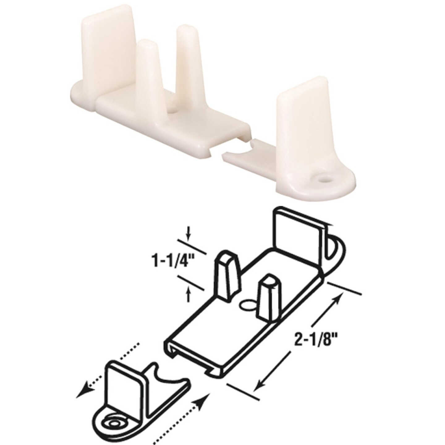 Prime-Line 1-1/4 In. Adjustable Nylon Base Bypass Door Bottom Guide (2 Count) Image 1