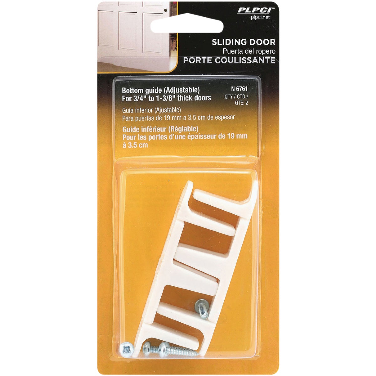 Prime-Line 1-1/4 In. Adjustable Nylon Base Bypass Door Bottom Guide (2 Count) Image 2