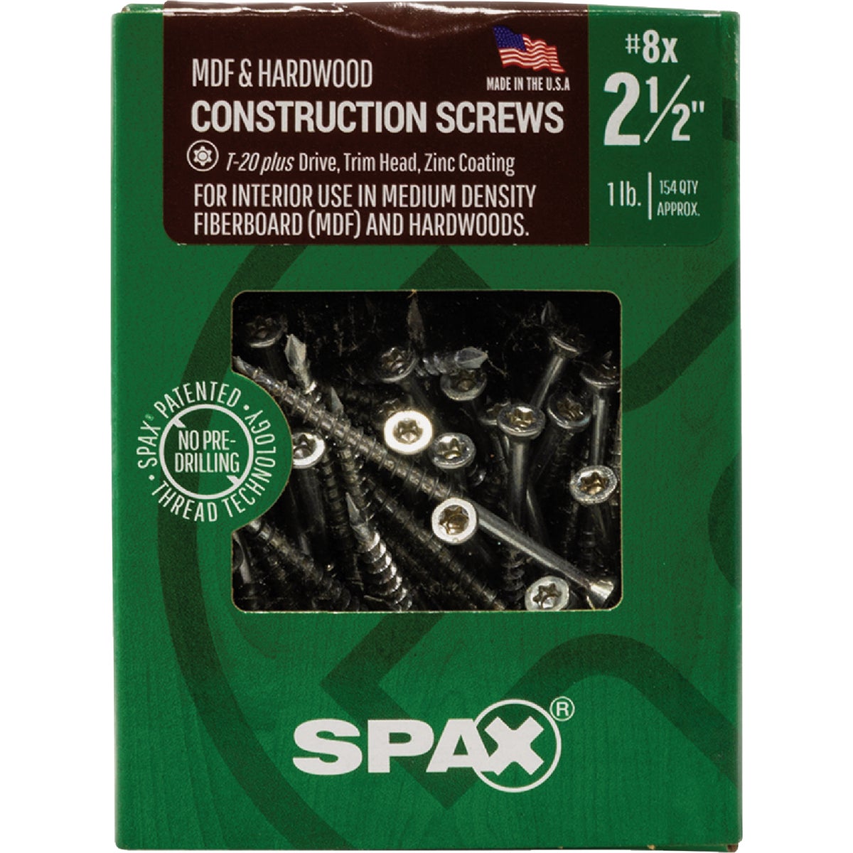 SPAX #8 x 2-1/2 In. T20 Plus Trim Head Zinc (Interior) MDF Cabinet Screw (154 Ct.) Image 4