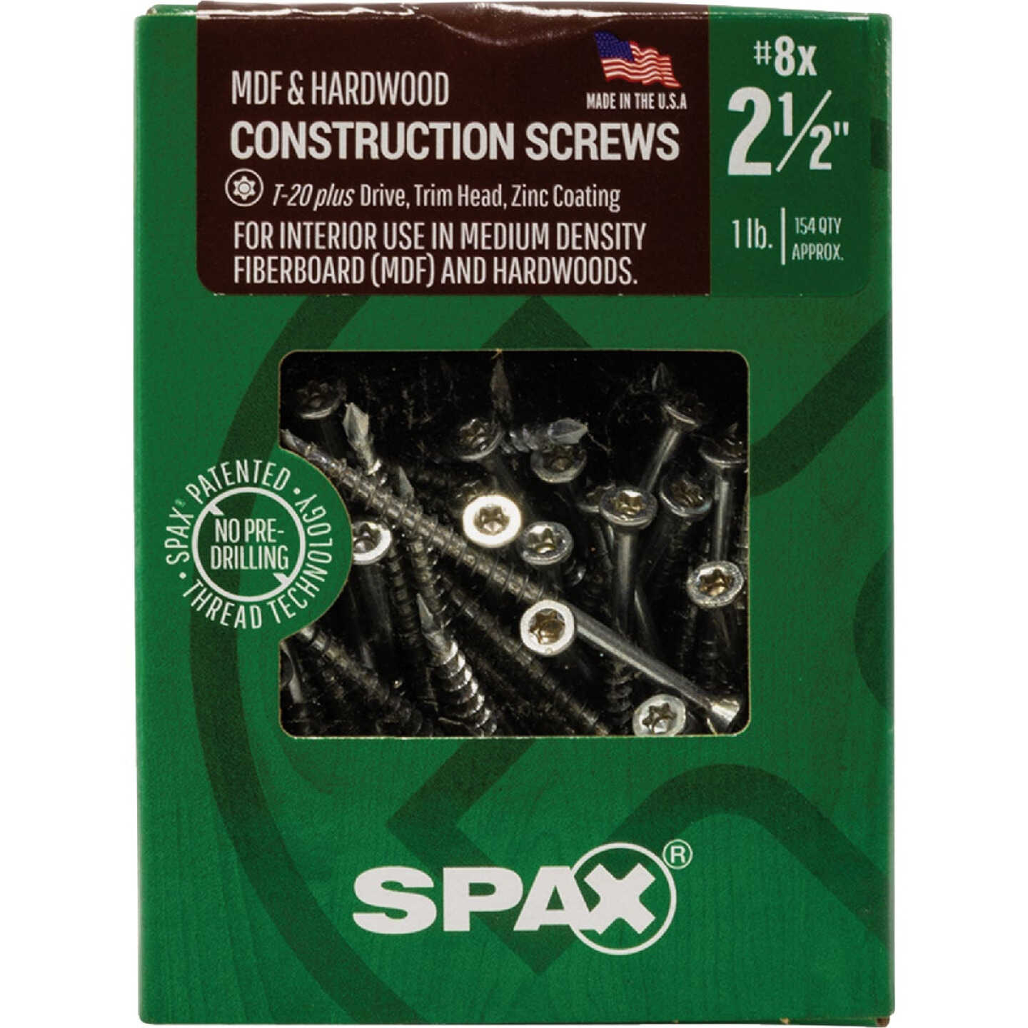 SPAX #8 x 2-1/2 In. T20 Plus Trim Head Zinc (Interior) MDF Cabinet Screw (154 Ct.) Image 4