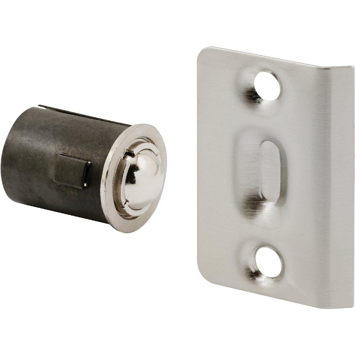 Prime-Line 3/4 In. x 1-3/16 In. Satin Nickel Drive-In Ball Bullet Catch & Strike Image 1