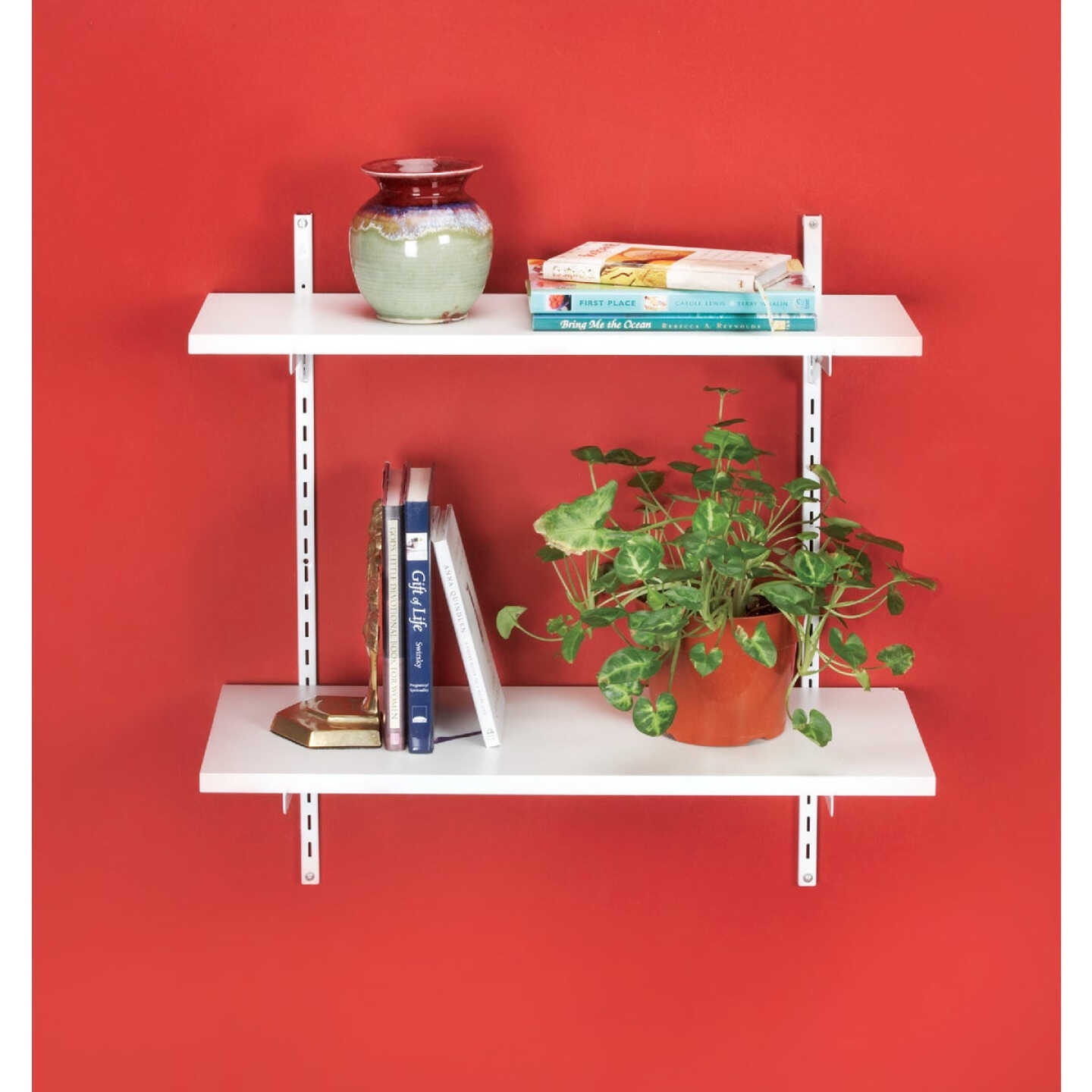 Knape & Vogt 82 Series 39 In. White Steel Heavy-Duty Double-Slot Shelf Standard Image 3