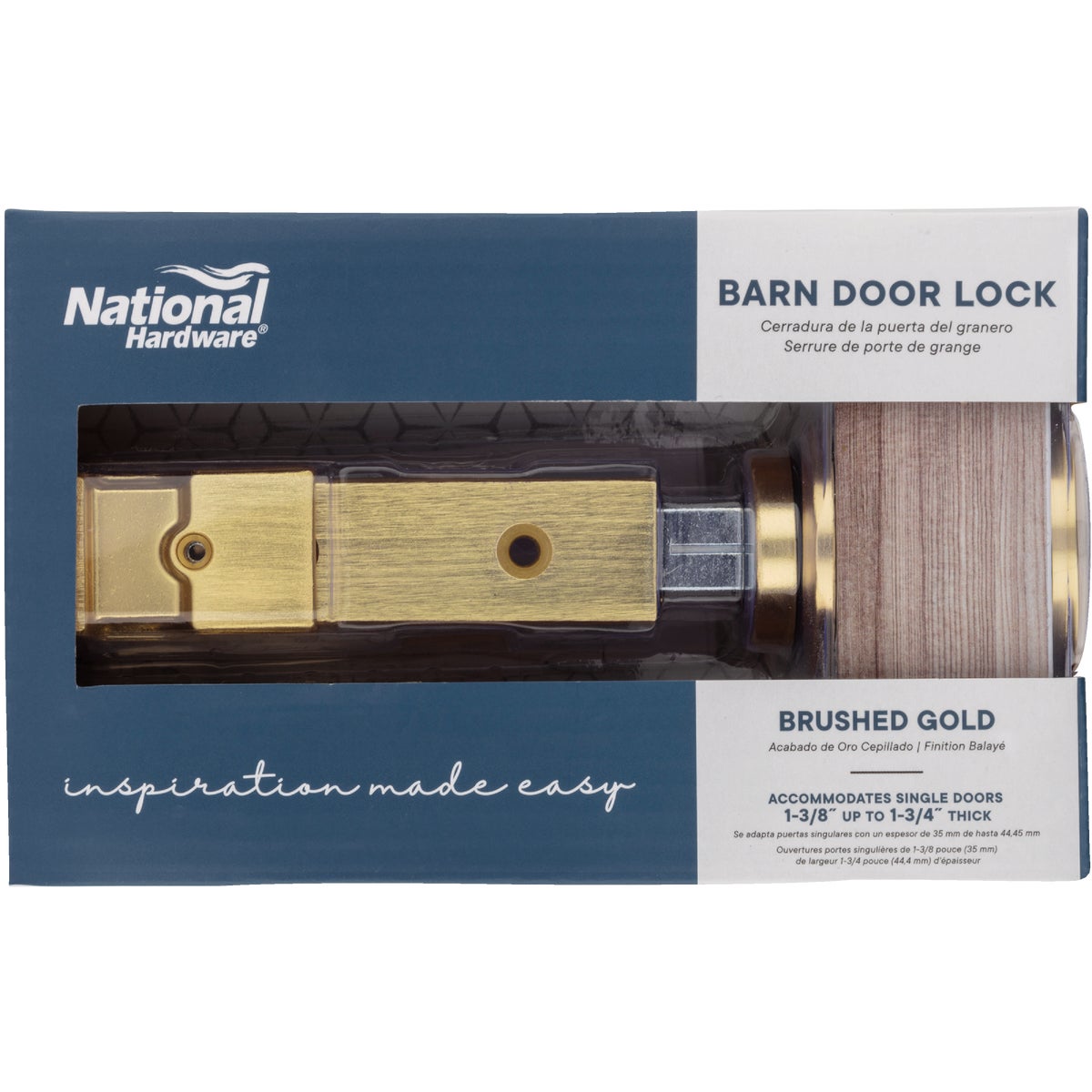 National Hardware Brushed Gold Barn Door Lock Image 3