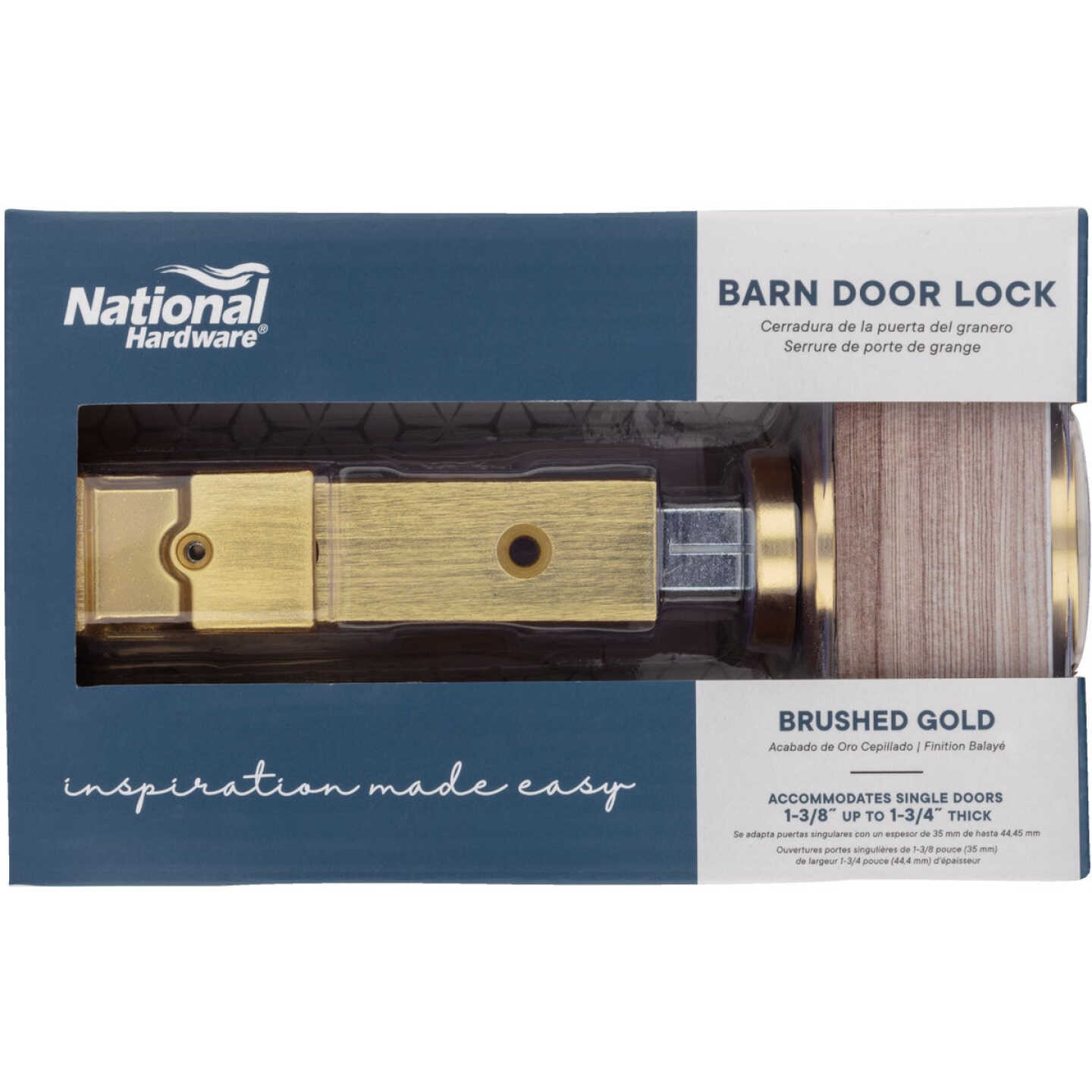 National Hardware Brushed Gold Barn Door Lock Image 3