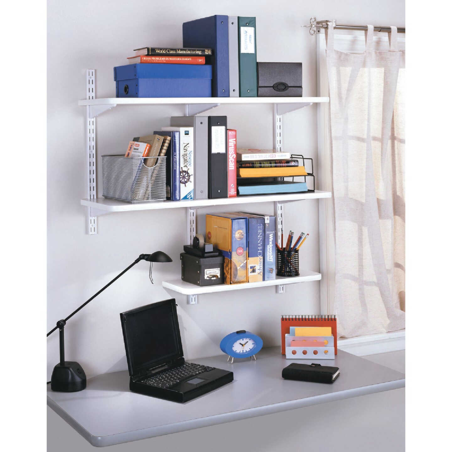 Knape & Vogt 182 Series 9 In. White Steel Heavy-Duty Double-Slot Shelf Bracket Image 2