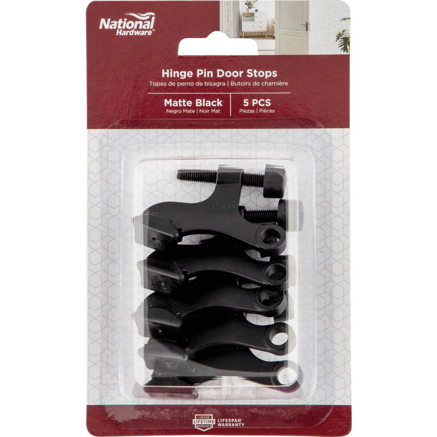 National Hardware Matte Black Hinge Pin Door Stop (5-Pack) Image 2
