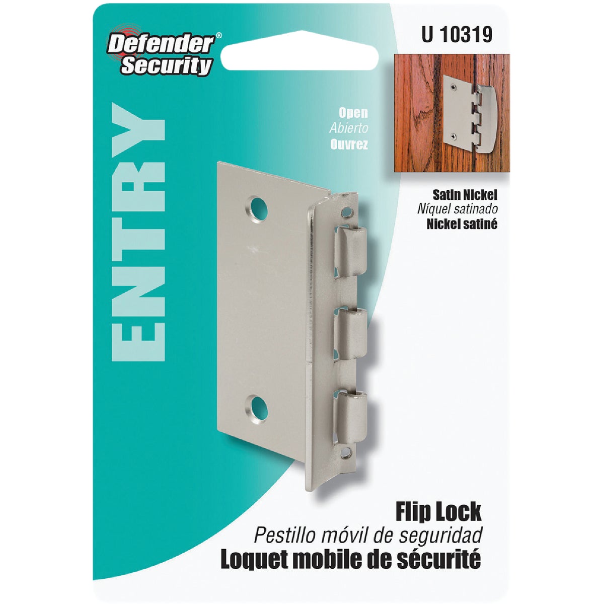 Defender Security Silver Flip Action Door Lock Image 2