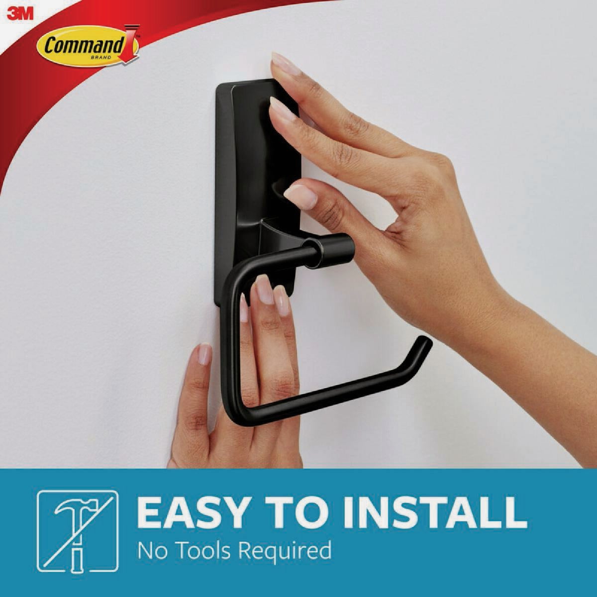 Command Bath Matte Black Adhesive Toilet Paper Holder, 2 Strips Image 5