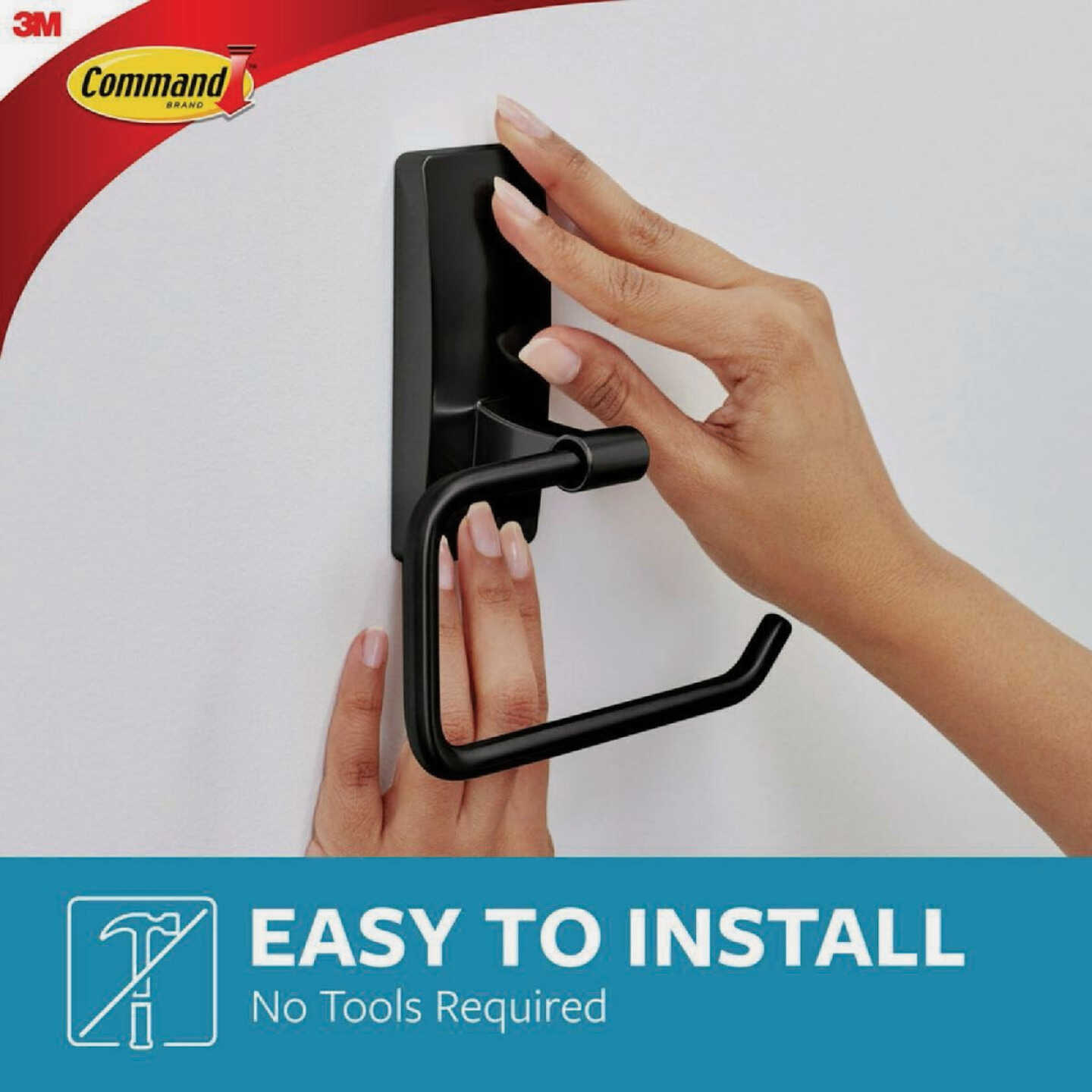Command Bath Matte Black Adhesive Toilet Paper Holder, 2 Strips Image 5