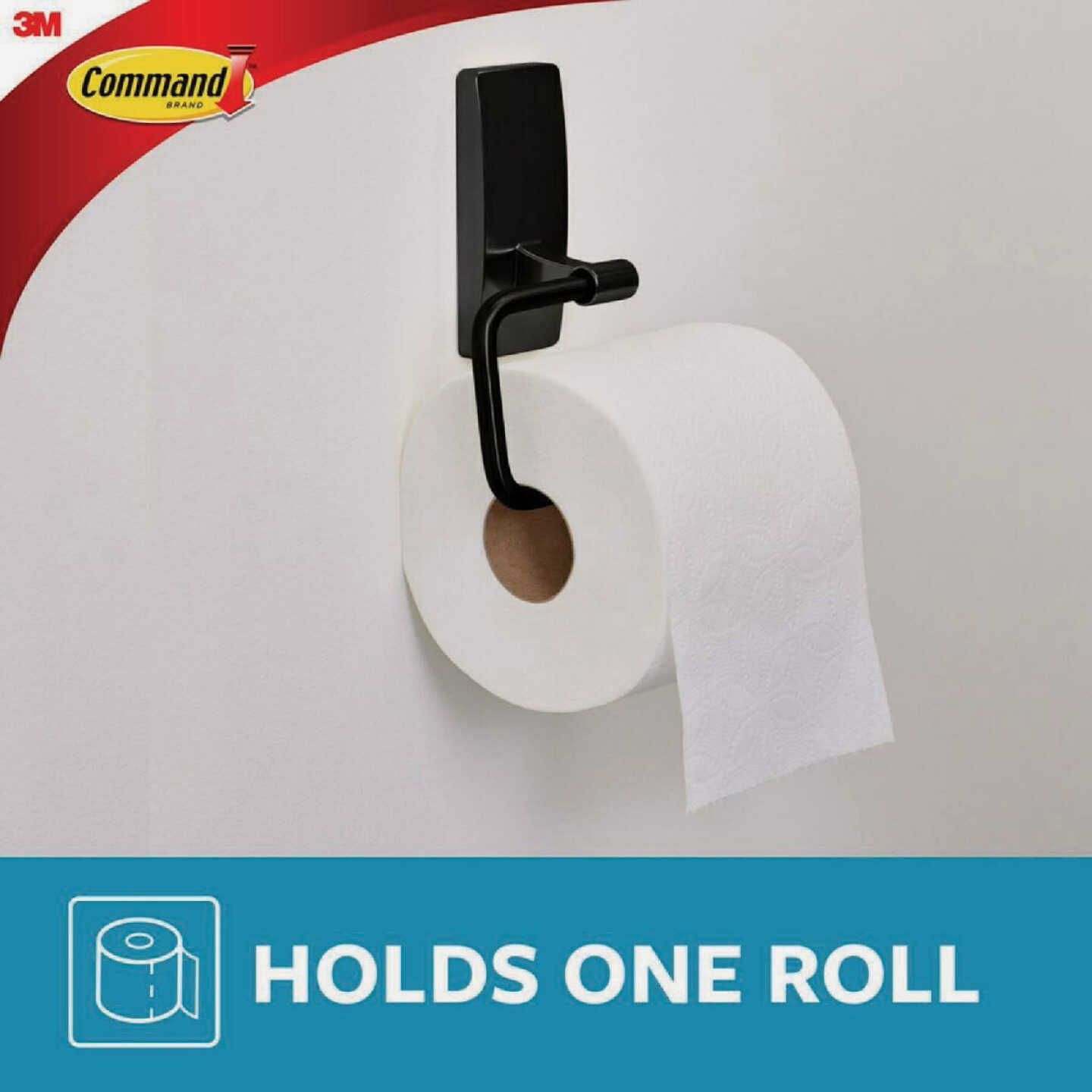 Command Bath Matte Black Adhesive Toilet Paper Holder, 2 Strips Image 2