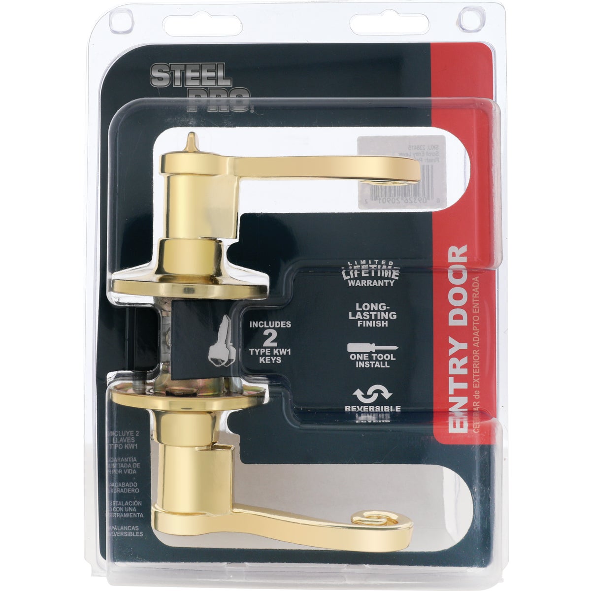 Steel Pro Polished Brass Scroll Entry Door Lever Image 2