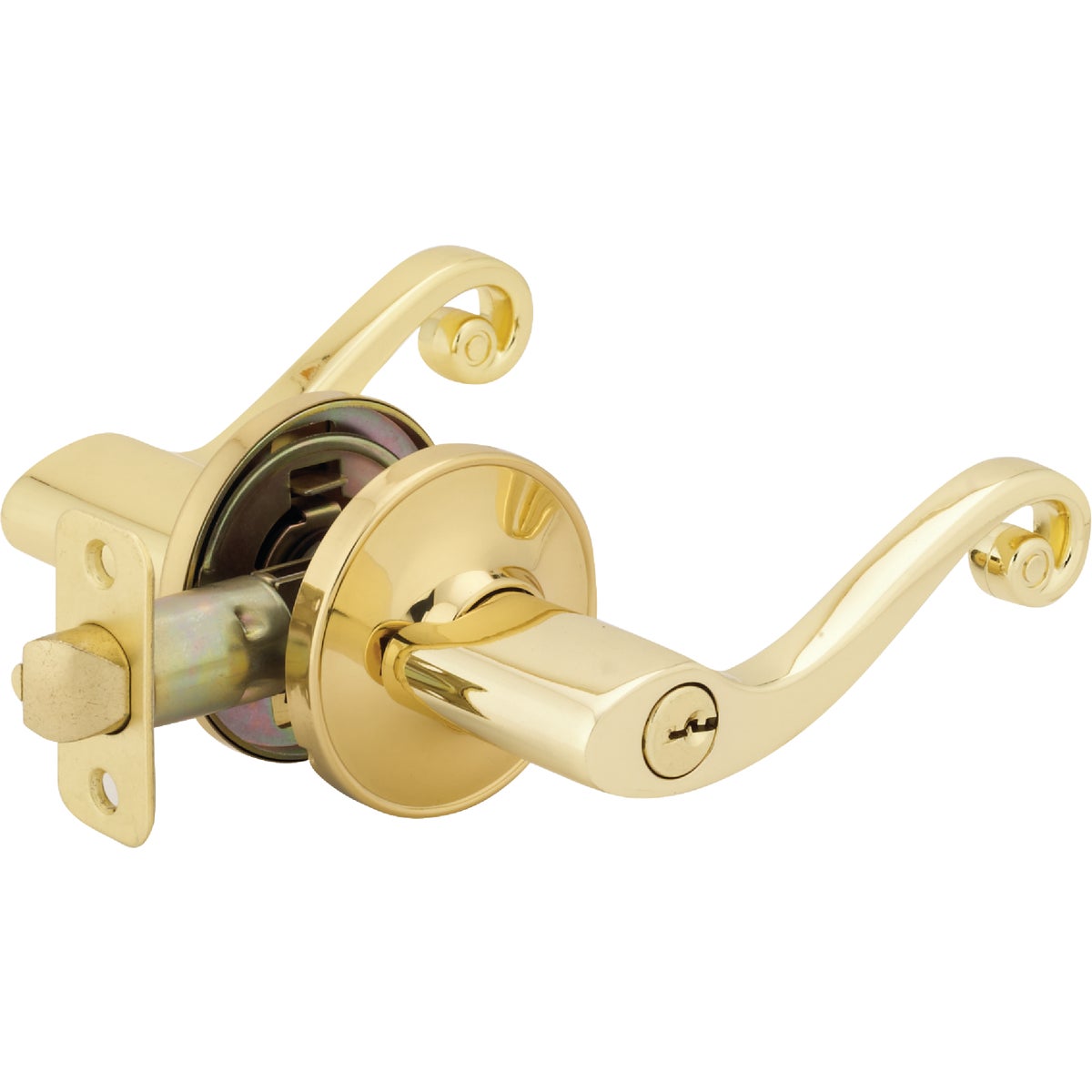 Steel Pro Polished Brass Scroll Entry Door Lever Image 3