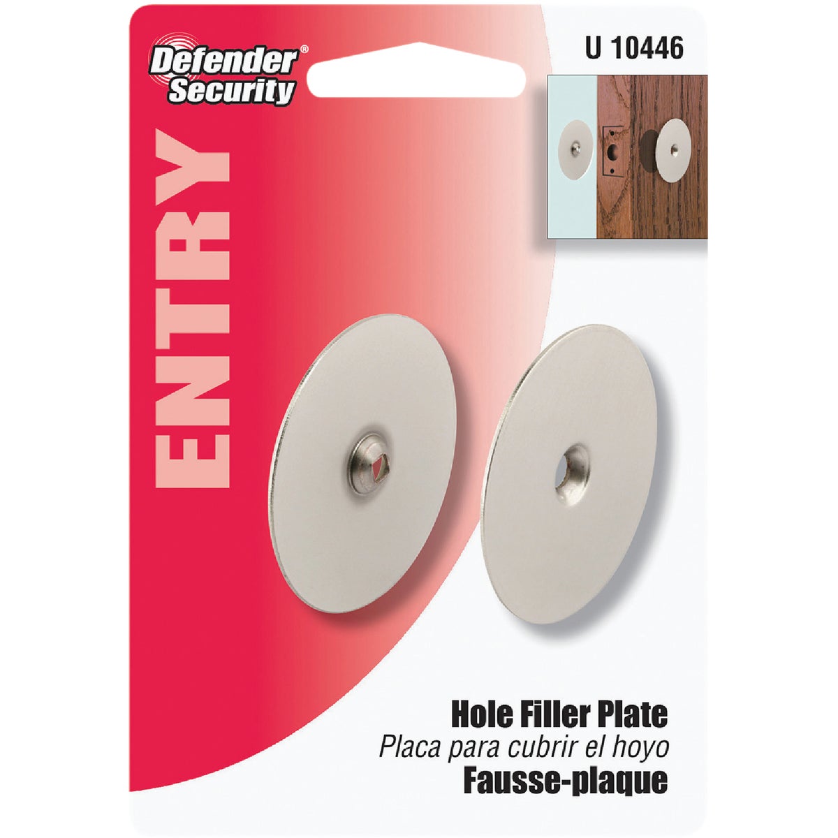 Defender Security 2-5/8 In. Satin Nickel Hole Cover Plate Image 2