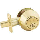 Steel Pro Polished Brass Double Cylinder Deadbolt Image 3