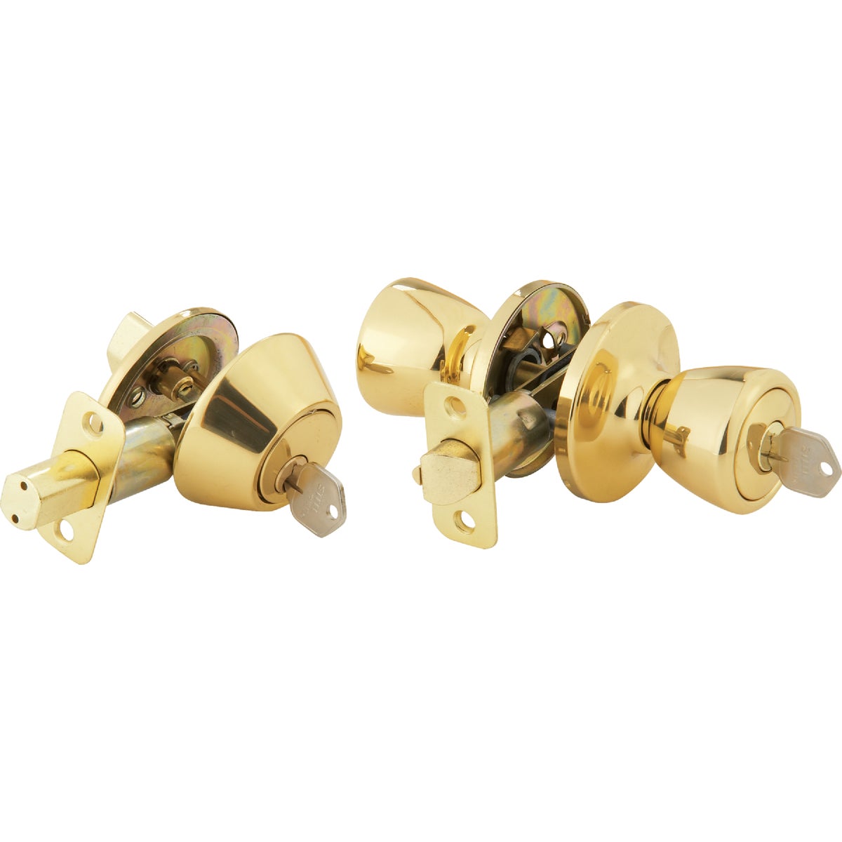 Steel Pro Polished Brass Deadbolt and Door Knob Combo Image 4