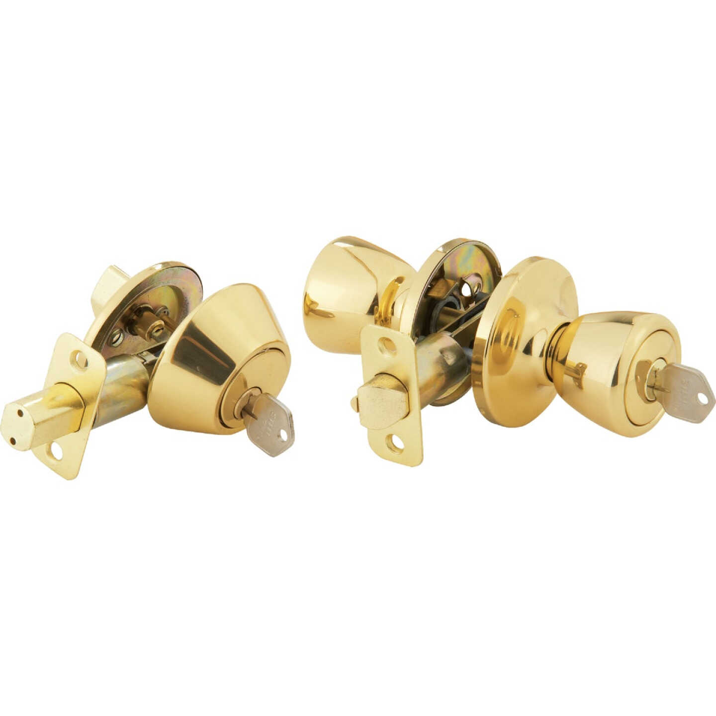 Steel Pro Polished Brass Deadbolt and Door Knob Combo Image 4