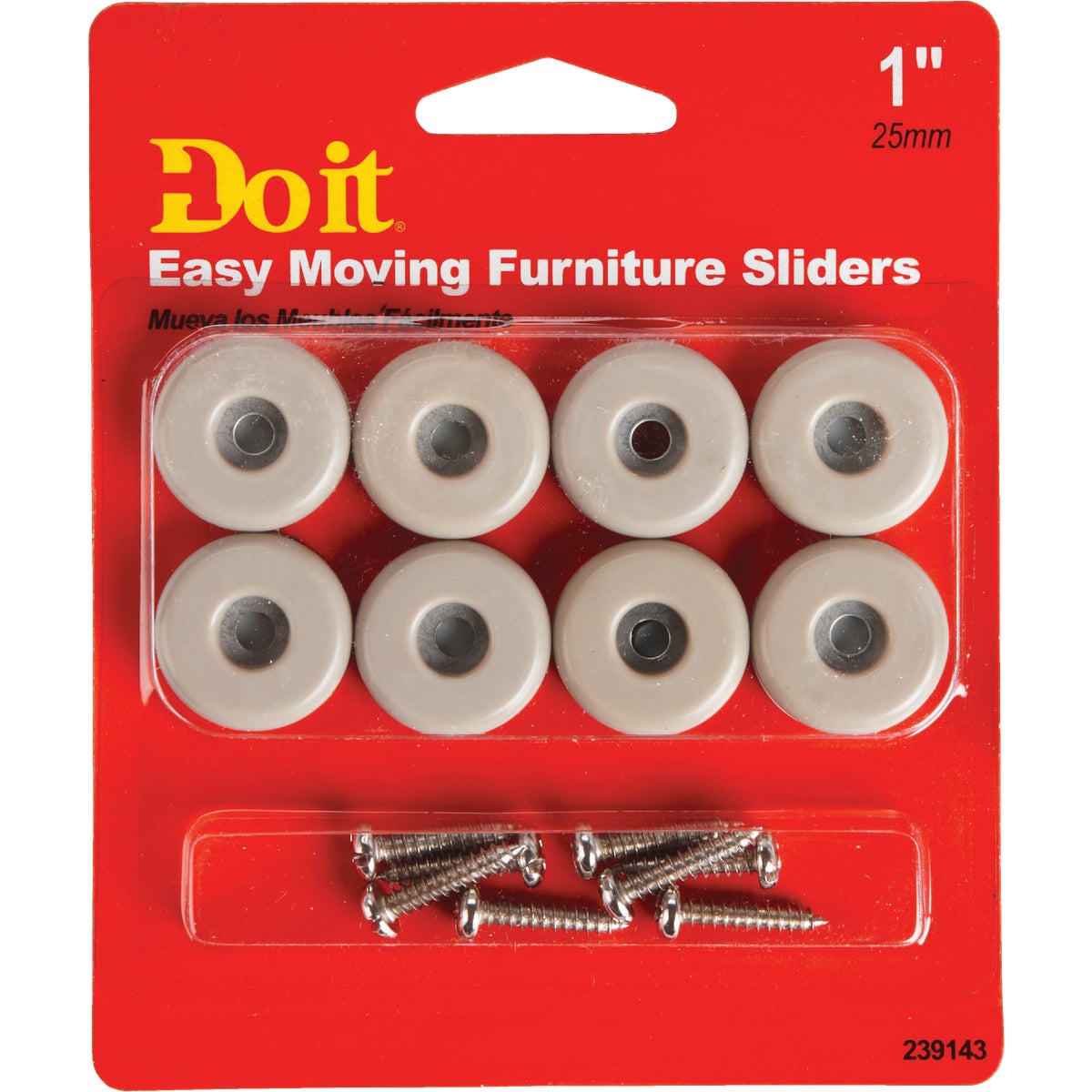Do it 1 In. Round Adhesive and Screw on Furniture Glide, (8-Pack) Image 1