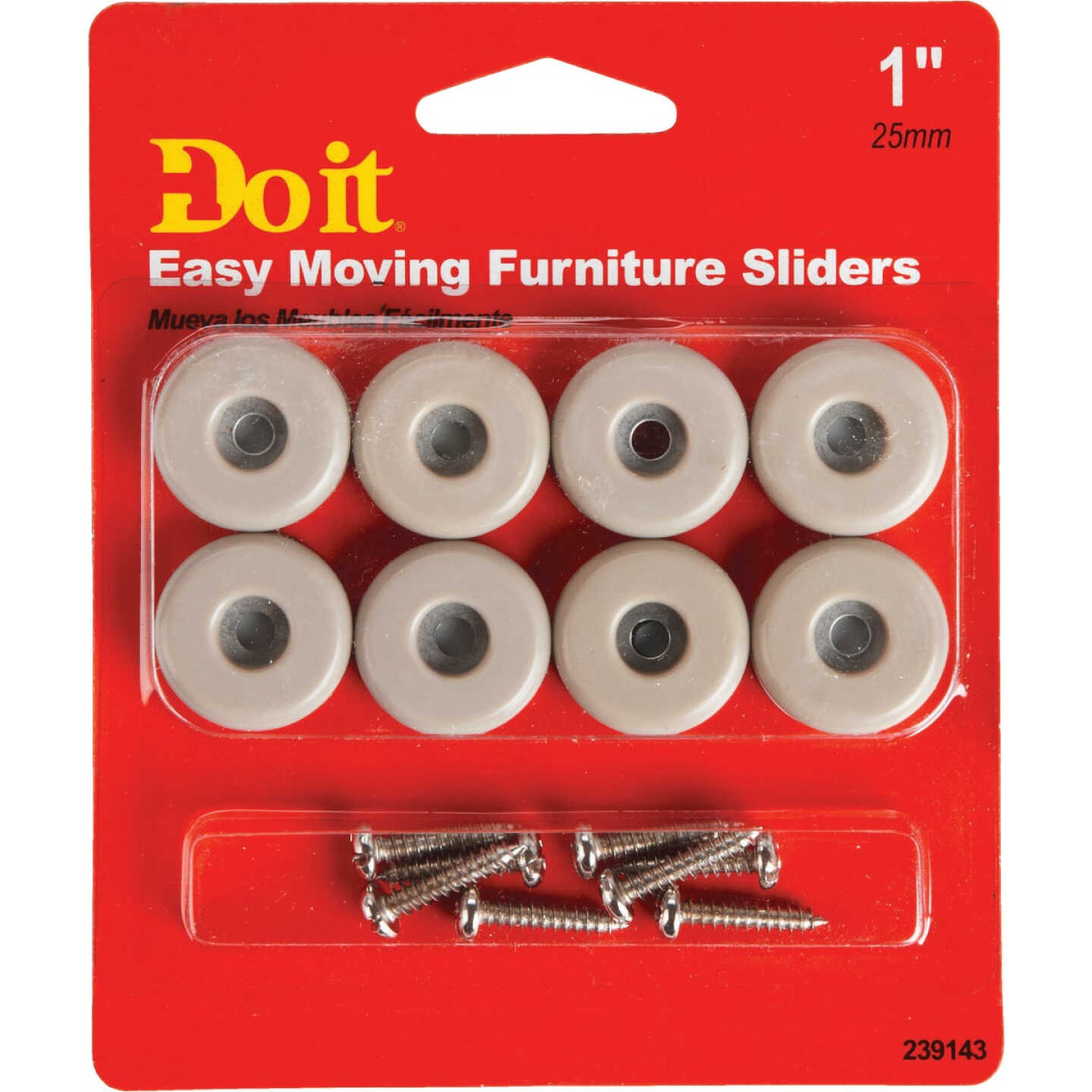 Do it 1 In. Round Adhesive and Screw on Furniture Glide, (8-Pack) Image 1