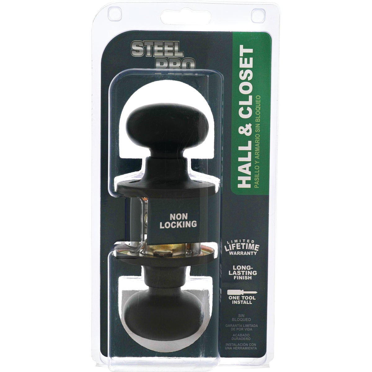 Steel Pro Matte Black Half Round Passage Knob Image 2