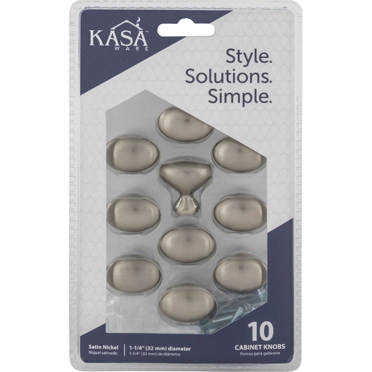 KasaWare 1-1/4 In. Diameter Satin Nickel Oval Knob (10-Pack) Image 3