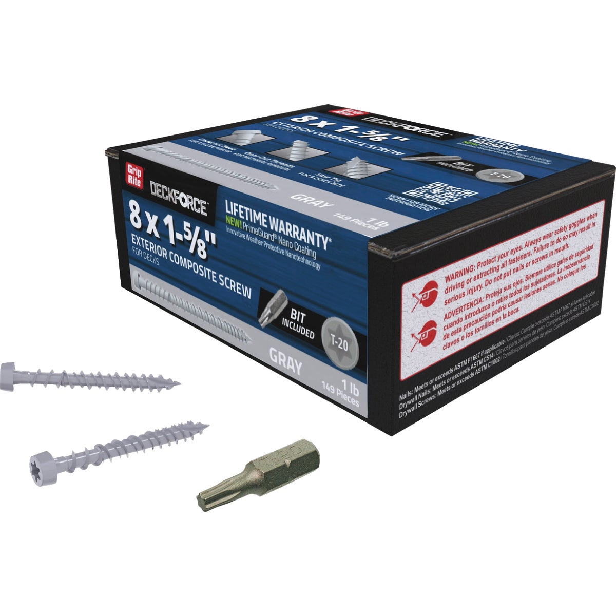 Grip-Rite DeckForce 1-5/8 In. Composite Harbor Gray Deck Screw (1 Lb.) Image 2