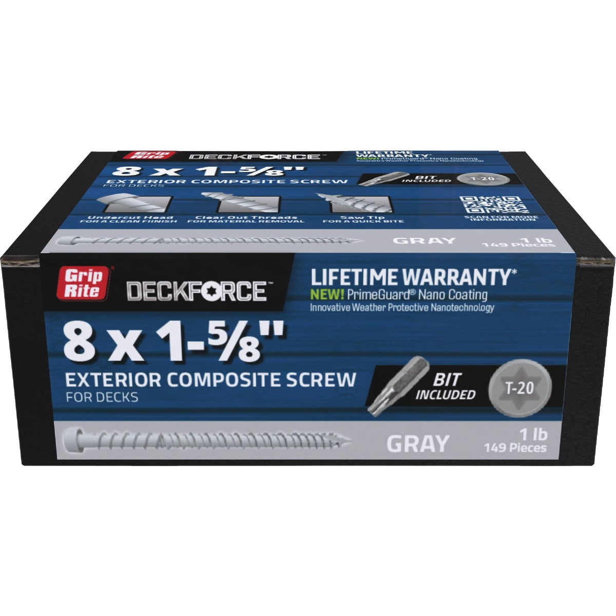 Grip-Rite DeckForce 1-5/8 In. Composite Harbor Gray Deck Screw (1 Lb.)