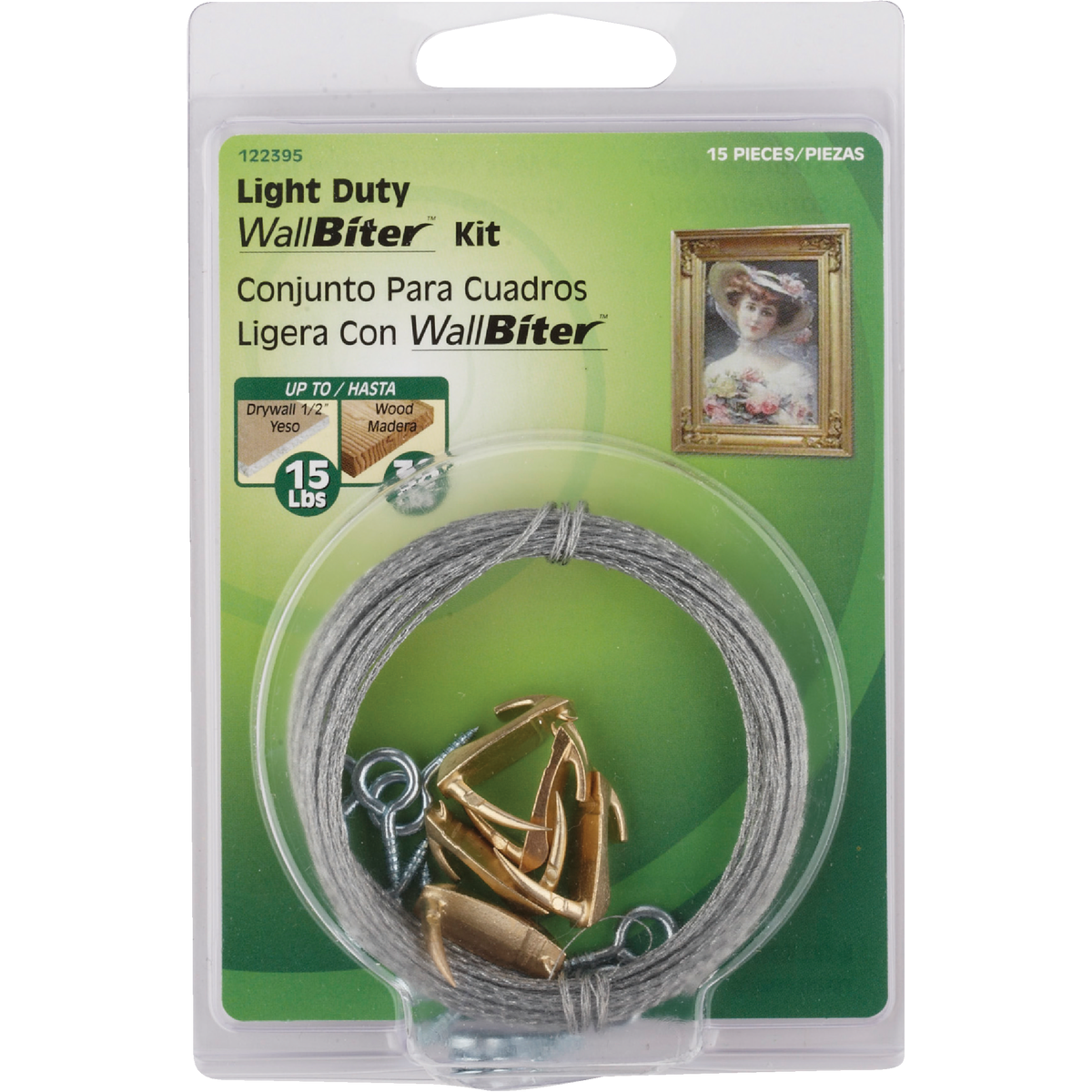 Hillman Anchor Wire 15 Lb. Capacity Wallbiter Picture Hanging Kit Image 2