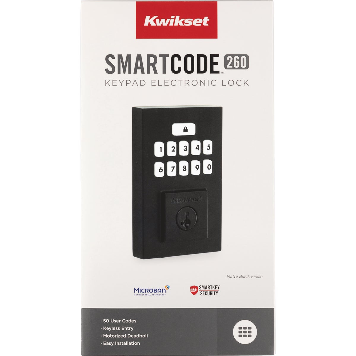 Kwikset Signature Series Contemporary SmartCode Matte Black Electronic Deadbolt Image 2