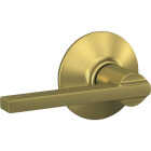 Schlage F Series Latitude Lever Satin Brass Hall & Closet Lock Image 1