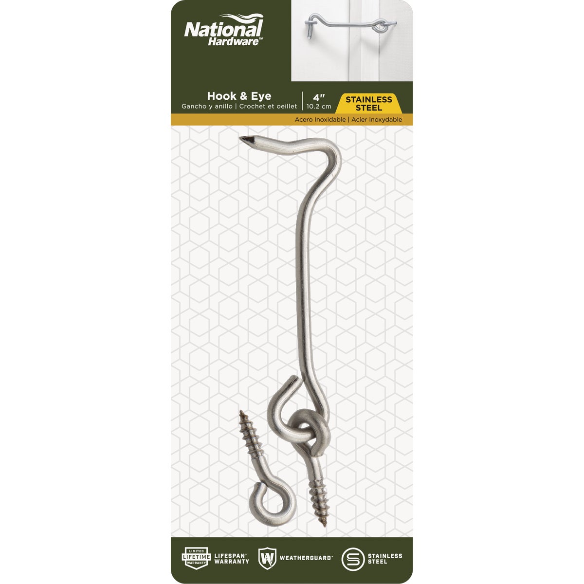 National Hardware Stainless Steel 4 In. Hook & Eye Bolt Image 2