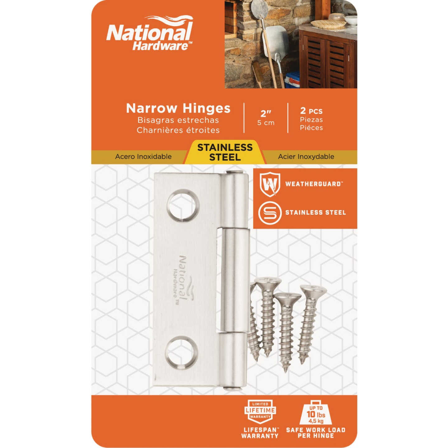 National Hardware 2 In. Stainless Steel Narrow Tight-Pin Hinge (2-Pack) Image 2