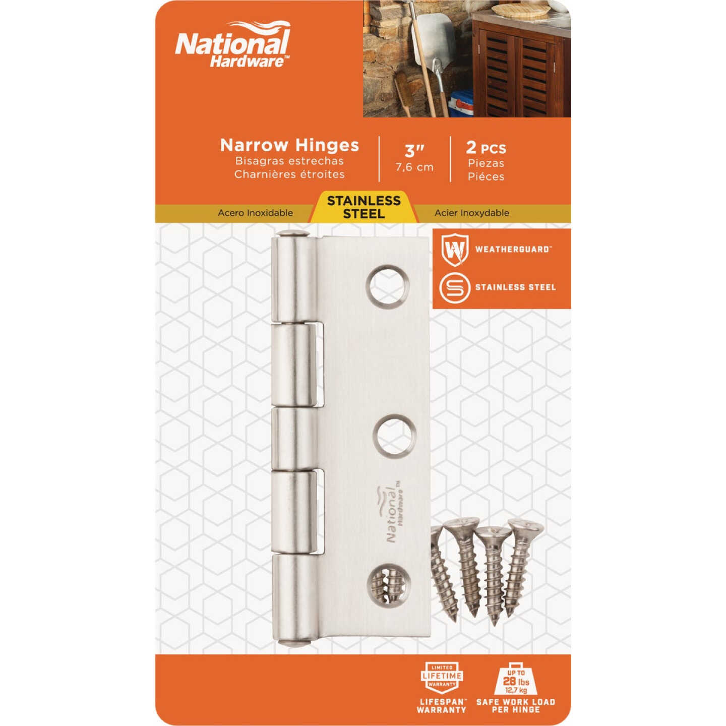 National Hardware 3 In. Stainless Steel Narrow Tight-Pin Hinge (2-Pack) Image 2