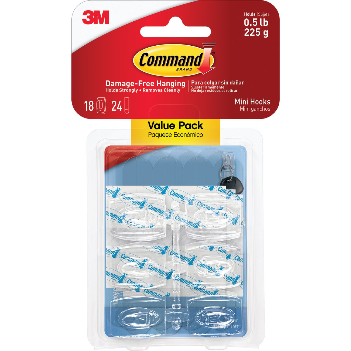 Command Clear Mini Hooks, Clear, 18 Hooks, 32 Strips Image 2