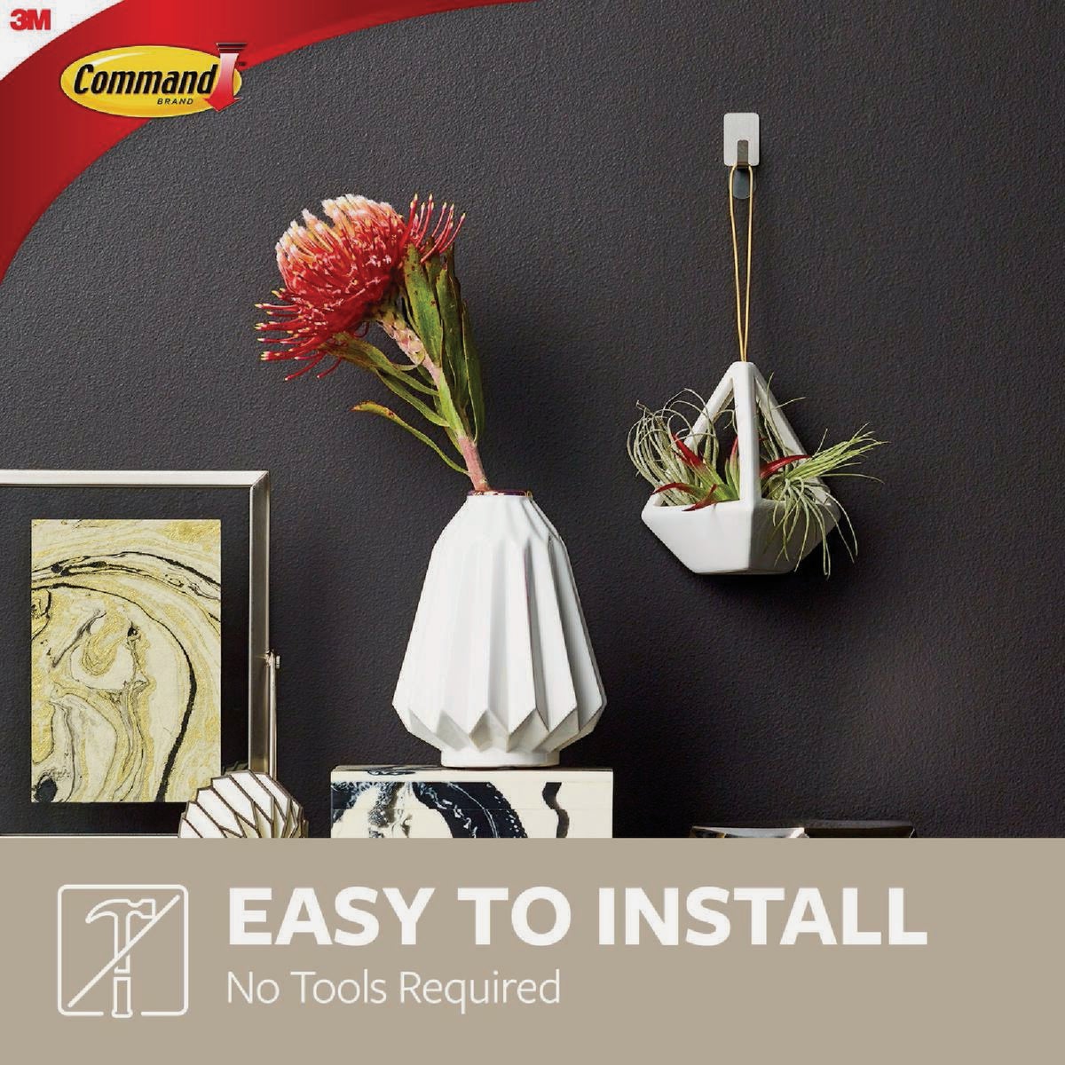 Command Small Stainless Steel Metal Hooks, 4 Hooks, 5 Strips Image 3