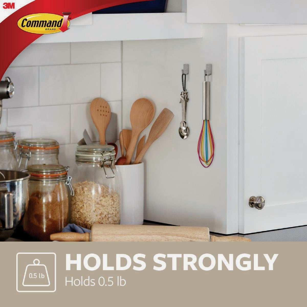 Command Small Stainless Steel Metal Hooks, 4 Hooks, 5 Strips Image 4