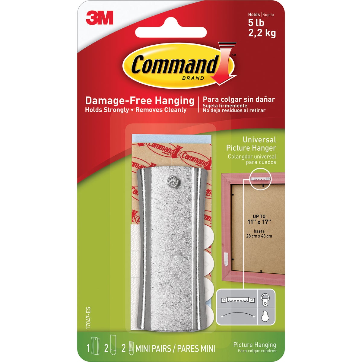 Command Sticky Nail Sawtooth Hanger, White, 1 Hanger, 2 Large Strips, 2 Sets of Mini Strips Image 2