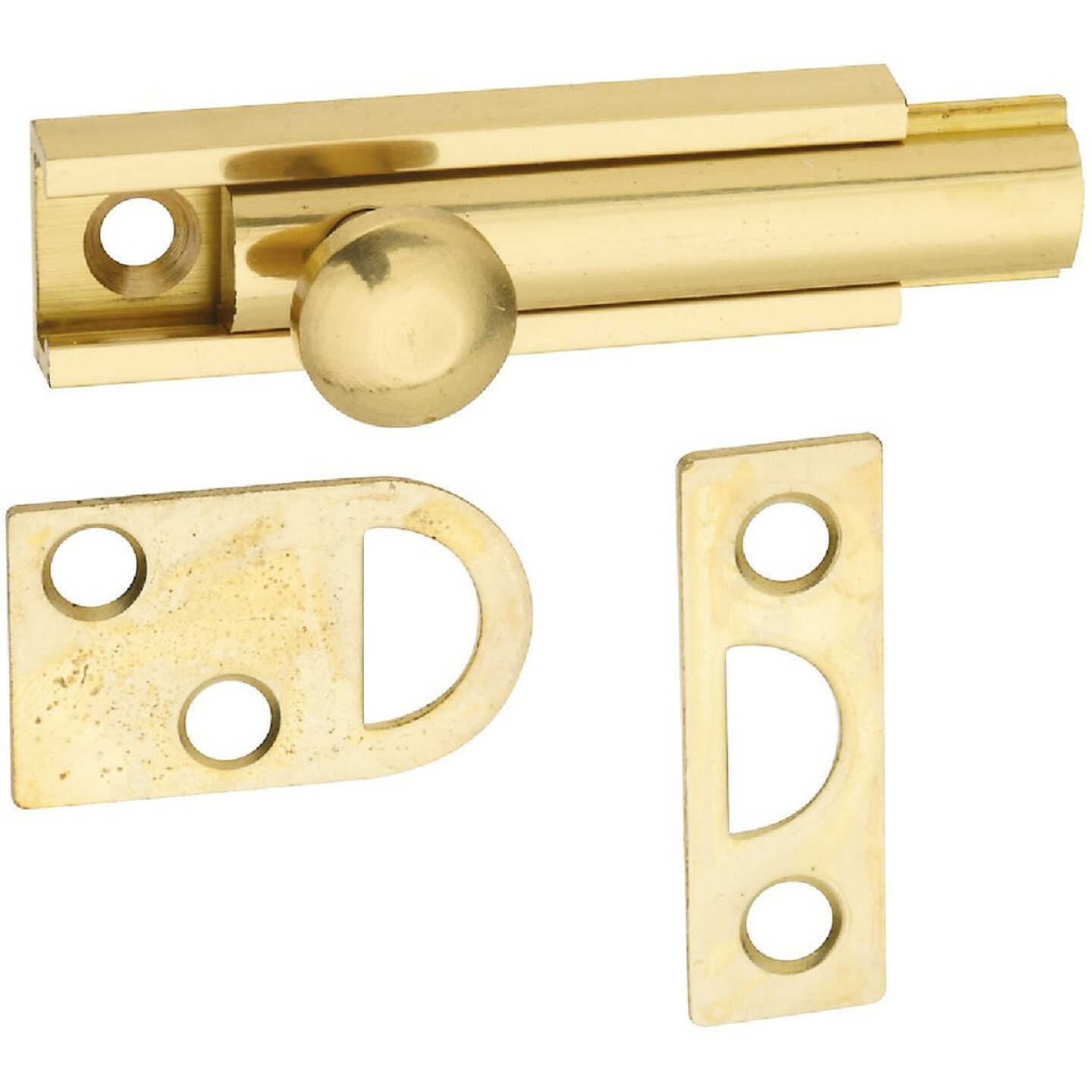 National Hardware Gallery Series 2 In. Polished Brass Door Surface Bolt Image 1