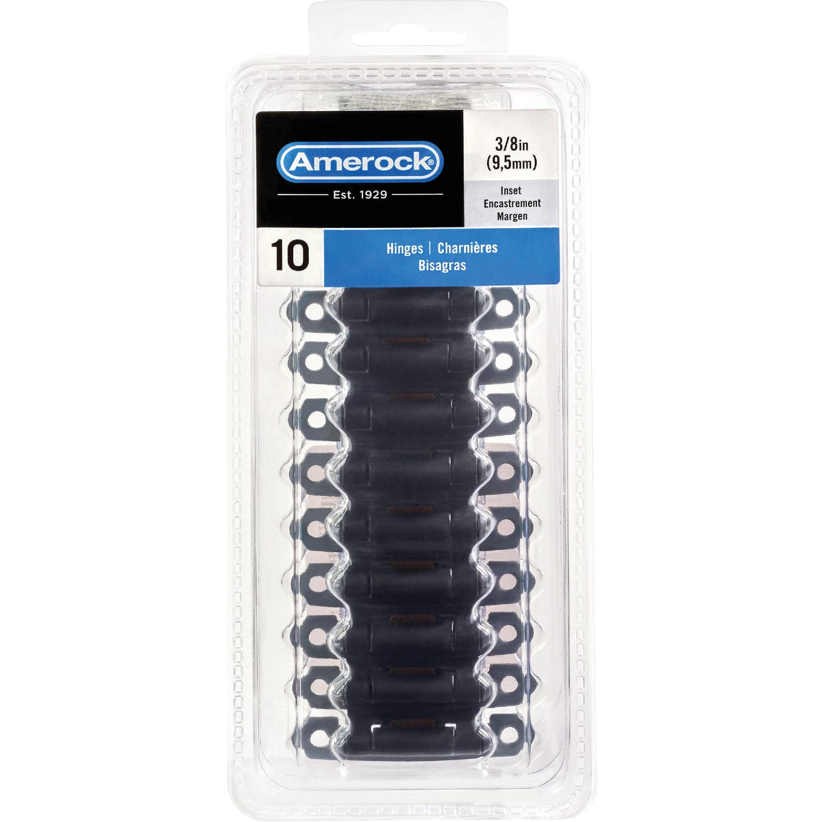 Amerock 3/8 In. Matte Black Inset Self Closing Face Mount Cabinet Hinge (10-Pack) Image 2