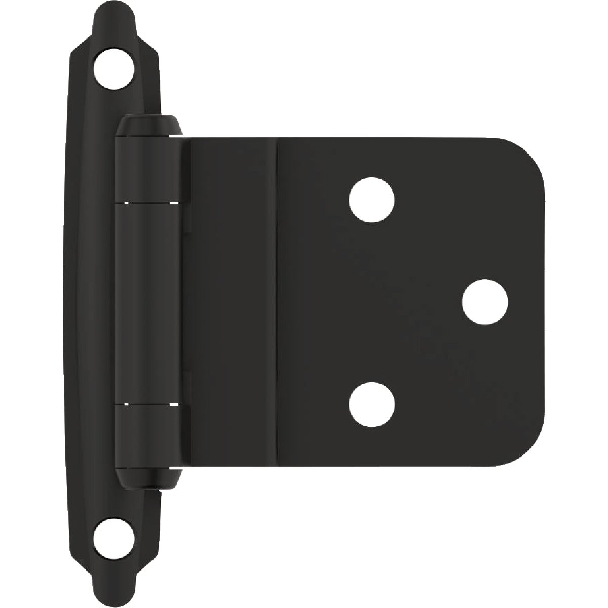 Amerock 3/8 In. Matte Black Inset Self Closing Face Mount Cabinet Hinge (10-Pack)